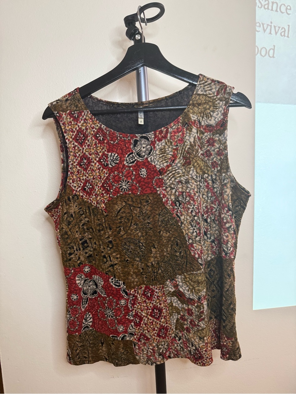 White Stag Patchwork Floral Tank Top in Red, Olive & Cream
